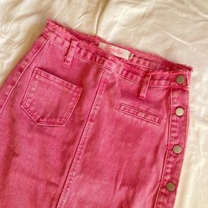 Toppatsu | Asymmetric Pink denim midi skirt